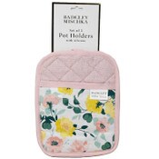 Wholesale - 2pc Pink Silicone Grip Pot Holder Floral Print C/P 30, UPC: 195010185813